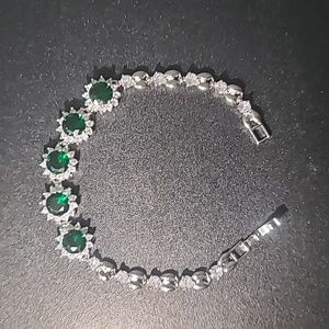 Rainbow Emerald Cut Rectangle Multi-Color Baroque Crystals Bead Bracelet